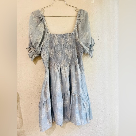 Madewell Silk Lucie Smocked Mini Dress in Moody Blue size XL - Picture 13 of 14